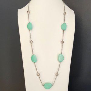 Minty green stone and smoke crystal necklace